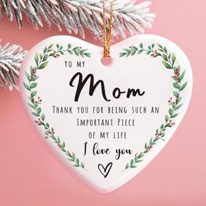 3 x Gifts for Mom Birthday from Daughter, Son, I Love You Mom Ceramic Ornament, Cute Mum Gift for Mama Retirement Gift Idea, Christmas Stuff for Mommy