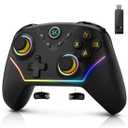 Multi-Platform Wireless Controller, PC Gaming Controller with 2.4G Adpater/Hall Joysticks/Hall Triggers/1200 mAh Battery/4 Programmable Buttons/RGB Lighting, Compatible with PC Windows 7/8.1/10/11, Switch/OLED/Lite, iOS, Android, Steam-Black