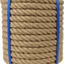 1-1/2 Inch Natural Jute Rope, 100 Feet Thick Hemp Rope, 4 Strands Twisted Manila Ropes for Docks, Nautical, Raliings, Decorating, Indoor/Outdoor Use