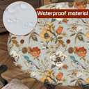 Autumn Melody Floral Round Tablecloth  Fitted Circle Table Cover with Elastic Edge, Waterproof & Washable Polyester Table Cloth for 55" to 66" Indoor/Outdoor Tables (Autumn Songbird Canvas)