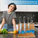 magnetic knife holder - Acacia wood Magnetic Knife Block, Magnetic Knife Storage with double-sided magnetic, blue resin river, 12.59 9.84 inches (Without knife)