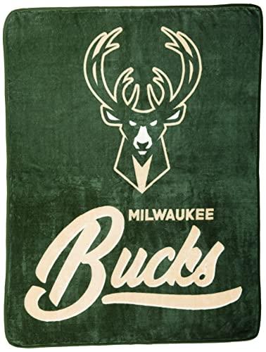 Northwest NBA Milwaukee Bucks Unisex-Adult Raschel Throw Blanket, 50" x 60", Signature