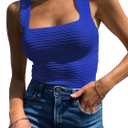 BZB Womens Ribbed Tank Tops 2026 Summer Sleeveless Square Neck Shirts Casual Slim Fitted Knit Shirts