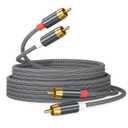 AGVEE 16.5ft RCA Cable, 2 RCA Male Thickened Six Claws Plug Stereo Auxiliary Audio Cord for Home Theater, Amplifier, Active Speakers or Subwoofer, Gray