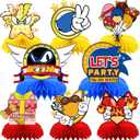 8Pcs Blue Hedgehog Party supplies set Honeycomb Centerpieces Double Sided Table Topper for Birthday Decorations