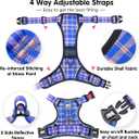 PoyPet No Pull Dog Harness, Reflective Adjustable No Choke Pet Vest with Front & Back 2 Leash Attachments, Soft Control Training Handle for Small Medium Large Dogs(Checkered Blue & Orange,M)