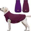 XPUDAC 2 Pack Dog Fleece Sweater Dog Sweatshirt Turtleneck Jacket Warm Stretchy Pet Cold Weather Clothes for Medium Large Dogs-3X-Large (XXX-Large(Chest-37.4"), Purple, Claret)
