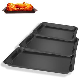 DcYourHome Universal 3-Piece Kitchen Baking Sheets for Ninja Pan Set B33003 Foodi Bakeware Set, Premium Nonstick Toaster Oven Pan, Cookie Sheet for Oven/Bakeware- 10" x 15", 11" x 17", 12 x 19 Inch