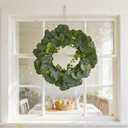 Eucalyptus Wreath for Front Door, Artificial Greenery Wreath with Realistic Leaves for Spring Easter Home Decor, Farmhouse Nordic Round Wreaths with Jute Hanger for Wall, Outdoor (11Lx11Wx2.56H)