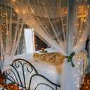 echosari 300 LED Curtain Lights Battery Operated, 9.8ft9.8ft Hanging Light with Remote Timer Fairy Curtain Lights for Bedroom Patio Wedding Backdrop Party Decor (Warm White)