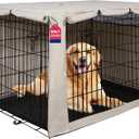 HiCaptain Dog Crate Cover 48.0" L x 30.0" W x 33.0" H with Breathable Mesh, Durable Heavy Duty Kennel Cover, Dual Zippered Panels, Windproof Waterproof UV-Resistant(Beige)