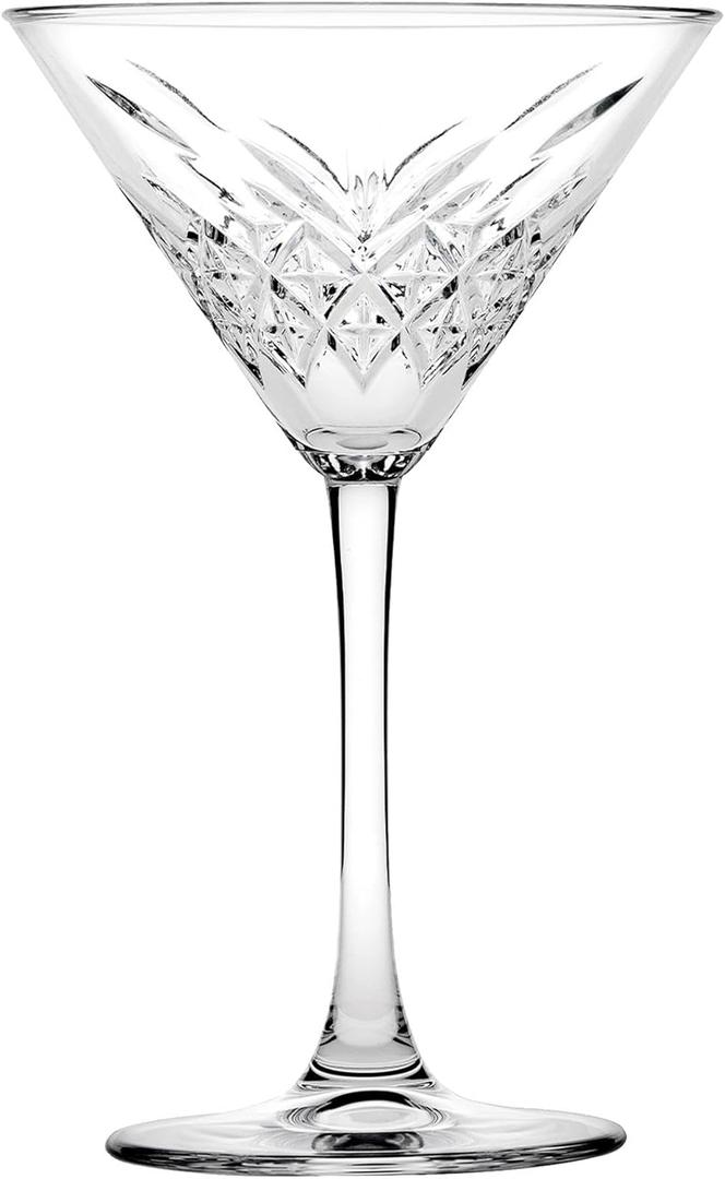Pasabahce Premium Stemmed Martini Glasses Set of 3, Crystal Design Cocktail Cups 7.8 Oz , Vintage Coupe Glasses,Elegant Cocktail Glasses, Perfect For Parties, Gifts, Housewarming, Weddings, Aniversary