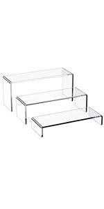 Acrylic Display Risers , Clear Acrylic Detachable Risers Display Stands for Anime Figures and Collectibles Display with Multiple Tiers Designs