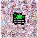 Cute Cats Water Bottle Stickers for Kids Glow in The Dark, 140 PCS Vinyl Waterproof Kitty Stickers Pack for Laptop Skateboard Phone Case, Cute Kittens Decals for Teens (Luminescent-001ksch)