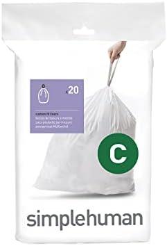 Simplehuman Code C Custom Fit Drawstring Trash Bags in Dispenser Packs, 20 Count, 10-12 Liter / 2.6-3.2 Gallon, White Simplehuman Code C Custom Fit Drawstring Trash Bags in Dispenser Packs, 20 Count, 10-12 Liter / 2.6-3.2 Gallon, White