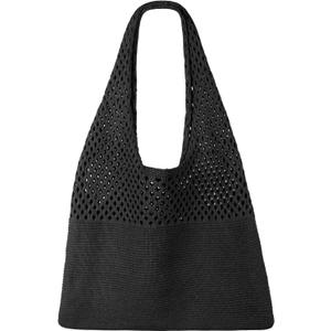 SUOSDEY Crochet Mesh Beach Tote Bag, Knit Summer Vacation Aesthetic Boho Tote Bag for Women