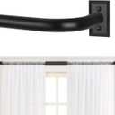 Black Wrap Around Curtain Rods 48 to 90:Blackout Heavy Duty Adjustable Window Curtain Rod for Bedroom Kitchen,Modern Industrial Curved French Return Metal Drapery Rods Easy Install,Matte Black