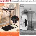 TV Tray Table for Couch, Height Adjustable/360 Swivel/180 Flip-Over Panel Design C-Shaped End Table, Sofa Arm End Side Table with Phone & Tablet Slot for Eating, Laptop,Couch Bed (Black), Angle Tilt 1 Pack