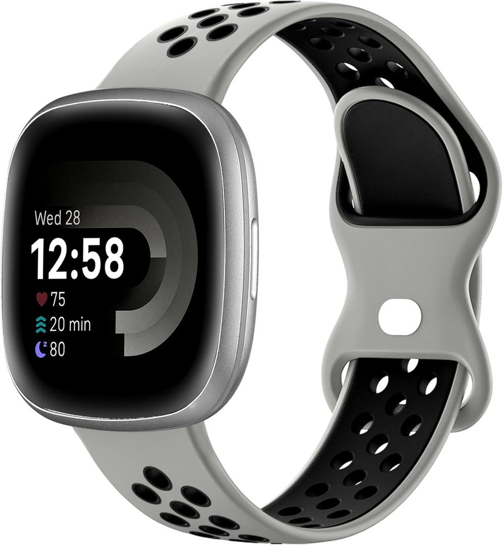 Maledan Breathable Sport Solo Loop Bands for Fitbit Versa 3/4, Sense/Sense 2 - Replacement Wristbands for Men and Women - Smart Watch Accessories