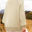 ZESICA Women's Fall 2025 Oversized Sweaters Long Sleeve Color Block Mock Neck Side Slit Comfy Loose Knitted Pullover Tops (S)