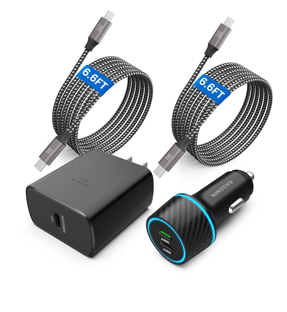 45W USB-C Charger, 2-Pack 45 Watt Samsung Super Fast Charger Type C PPS Wall/Car Charger for Samsung Galaxy S24 Ultra/S24+/S23 Ultra/S23+/S23/S22 Ultra/Note 10+, Galaxy Tab S9 with 2X 6.6ft Cable