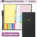 Mr. Pen- Transparent Sticky Notes Set, 380 Pack, Transparent Sticky Notes Tabs with Black Fineliner Pen for Bible Study, Office, School, Planning, Journaling & Organization