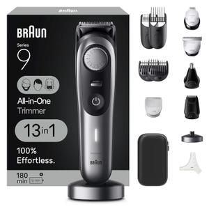 Braun Series 9 All-in-One Multi Grooming Kit for Men, 13-in-1 Beard Trimmer, Body Groomer, Hair Clipper and Manscaping for Face & Body, Holiday Gifts for Men, 9440