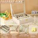 Nosiny Bracelet Display Holder with 3 Removable Rolls Bangle Organizer Display Clear Lid Bracelet Organizer Box Jewelry Storage Case for Women Retail Bracelets Watch Stores(Beige,PU Leather)