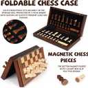 2 in 1 Magnetic Wooden Chess and Checkers Board Game Set, 12" Folding Chess Boards, Portable Travel Chess Sets with Pieces Storage Slots, Beginner Chess Game Set for Kids and Adults