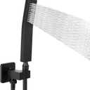 NearMoon Brass Hand Held Shower Head, Luxury High Pressure Shower Kit with Wall Connector and Hose Set, for Bathroom Showering System Contemporary Square Style (Matte Black)