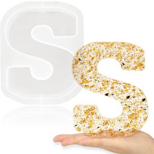 Gartful 7 Inch Large Letter Molds for Resin, 3D S Capital Alphabet Epoxy Resin Mold, A to Z Thick Resin Letter Molds for Making Letters, Word Sign Art, DIY Crafts, Making Cake, Party Home Decor