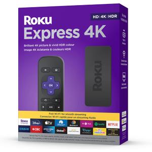 Roku Express 4K 2022 | Streaming Media Player HD/4K/HDR with Smooth Wireless Streaming and Roku Simple Remote with TV Controls, Includes Premium HDMI Cable, Black 