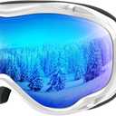 ZIONOR Lagopus B1 Ski Goggles OTG Anti fog Snow Goggles UV Protection Snowboard Goggles for Men Women Adult Youth (One Size, B0-vlt 11% White Frame Mirrored Blue Lens)