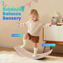 Natural Wood Balance Board for Kids | Montessori Wobble Board for Toddlers & Children Ages 3-8, Open-Ended Waldorf Learning Toy for Indoor Play, Core Balance Trainer, Birthday & Christmas Gift 2026, 35*12 Inch