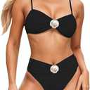 SherryDC Women's Sexy Bikini Top Shell Ruched Bandeau Bathing Bra (SMALL)