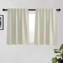 KGORGE Short Curtains for Small Window, Privacy Thermal Insulated Bathroom Curtains Noise Reducing Drapes for Kitchen Cafe Living Room, Back Tab Rod Pocket, W34 x L45 inches, Beige, 2 Panels
