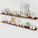 Solid Ash Wood Picture Ledge Shelf, Floating Shelves Set of 2, 56 Inch Long Large Ledge Shelves, Nursery Book Shelves Wall Mounted for Living Room Bedroom Kitchen Decor Kids Bookshelf, Walnut