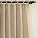 THE ART BOX Natural Linen Gauze Tie Top Sheer Semi Blackout Striped Curtains for Bedroom Filtering Hanging Substitute Windows Home Dcor Curtain, Grey on Beige, 2 Panel Sets, (63"x42" inch Each)