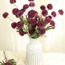 Floroom 5pcs Burgundy Faux Silk Mums Artificial Flowers, Bulk Fake Small Mini Chrysanthemums with Stems for DIY Wedding Centerpieces Floral Arrangements Vase Fillers Home Decorations