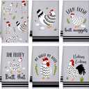 Boyiee Set of 6 Farm Chickens Kitchen Towels Farmhouse Absorbent Dish Tea Towels Rustic Country Rooster 24 x 16 Inches Gifts Chickens Hand Washcloth Gifts for Kitchen Bathroom Decorations