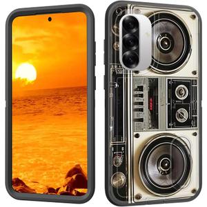 for Galaxy A36/A56 5G Case with Built in Kickstand,Shockproof/Dustproof/Drop Proof 3-Layer Military Grade Protective Cover for Samsung Galaxy A36/A56 5G 6.7",Vintage 80s Boombox