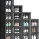 YITAHOME XL Stackable Storage Boxes, 18 PCS Organizers and Drawers for Shoes - Black (X-Large Size-Fits All Shoes)