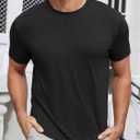 UNCLECAT Mens Short Sleeve T-Shirts Crew Neck Casual Shirt Summer Classic Basic Lightweight Fashion Tees Black (Black, L)
