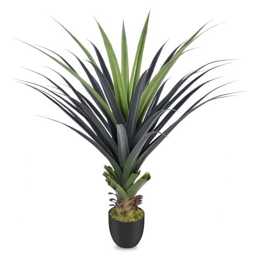 Keeplush 4ft Artificial Spiked Agave Plant, 48" Faux Agave Plants Indoor Small Floor Plant Perfect for Front Porch, Patio, Indoor Outdoor Home, Office Decor 1pcs
