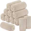 Buryeah 12 Pcs Flannel Throw Blanket Bulk 50 x 60 in Sleepover Blanket Outdoor Wedding Throw Lightweight, Oeko-tex Standard 100 Certified for Sofa Homeless Gifts (Khaki)