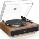 SeeYing Vinyl Record Player with Built in HiFi Speakers, Bluetooth Belt Drive Turntable for Vinyl Records with Magnetic Cartridge, Auto Stop and Warm Light Design