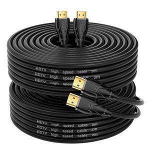 HDMI Cables 50ft2pcs, High Speed Hdmi Cables (HDMI2.0,18Gbps,1080P)-Ethernet Audio Return Video 4K HDMI Cable, Ultra High Speed Gold Plated Connectors, Compatible with Playstation Arc PS3 PS4 PC HDTV