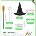 Maiteenly 24 Pcs Halloween Wizard Party Decoration Pink Green Glasses Witch Hat Broom Crown Pentagram Star Wand Princess Party Favor