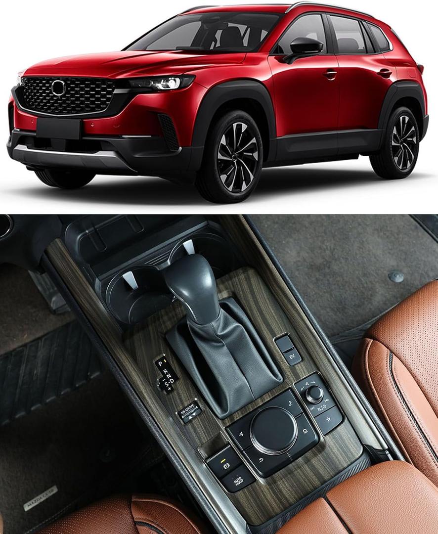 for 2025 2026 Mazda CX50 Hybrid 3PCS Matte Wood Gear Shift Panel Cover, Center Console Covers Trim with Side Panel Protection Strips Compatible with Mazda CX-50 CX 50 Hybrid Interior Upgrade