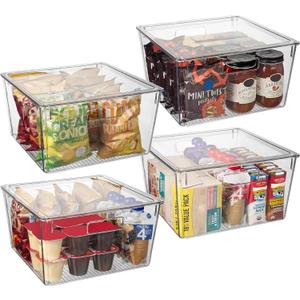 CLEARSPACE Plastic Storage Bins with Lids XL Perfect Kitchen Organization or Pantry Storage Fridge Organizer, Pantry Organization and Storage Bins, Cabinet Organizers, 4 Pack XL